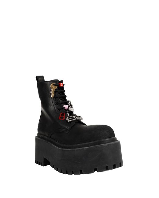 Balenciaga Black Strike Platform Booties With Charms