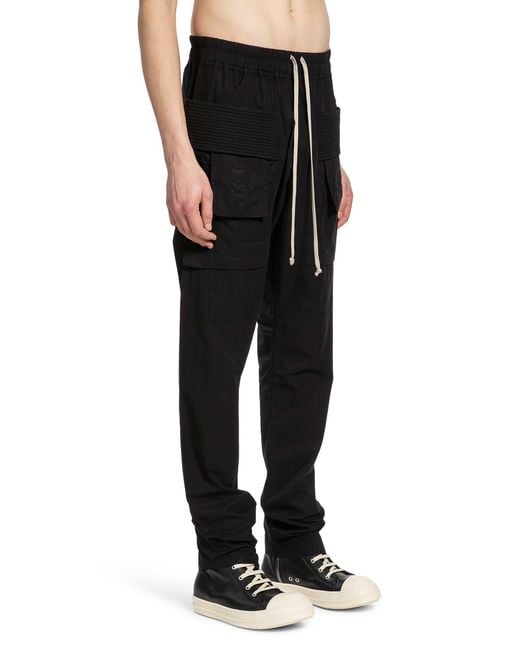 Rick Owens Black Temple Creatch Cargo Drawstring for men