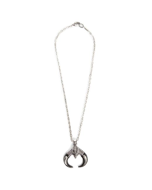 KD2024 White Skull Alien Horn Necklace for men