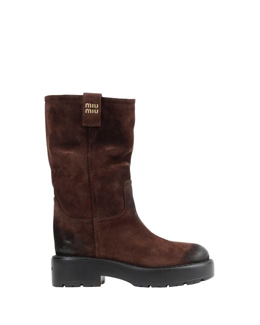 Miu Miu Brown Foule Suede Boots