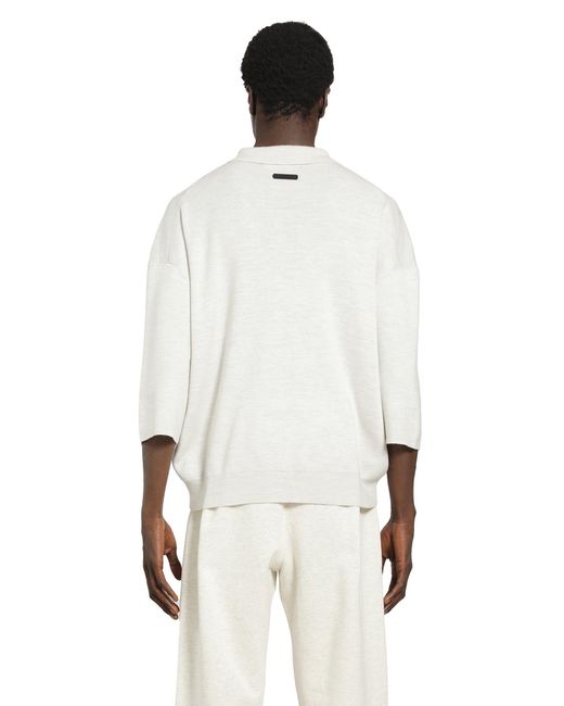 Fear Of God White Signature 3/4 Sleeve 90S Knit Polo for men