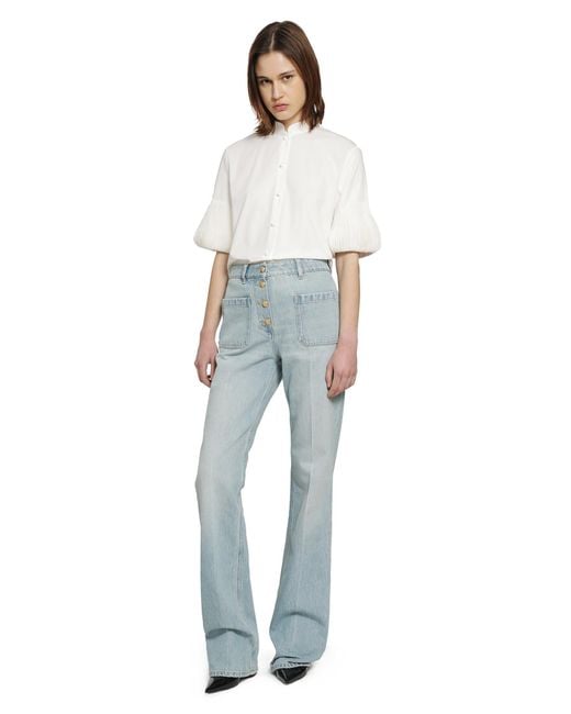 Valentino White Short Sleeve Shirt With Pleated Cuffs