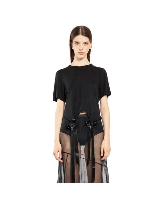 Simone Rocha Black Easy T-Shirt With Bow Tails