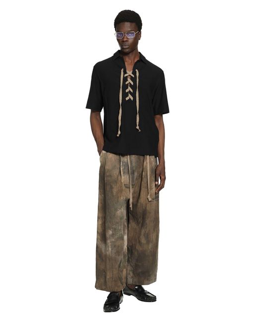 Ziggy Chen Green Digital Print Drawstring Trousers for men