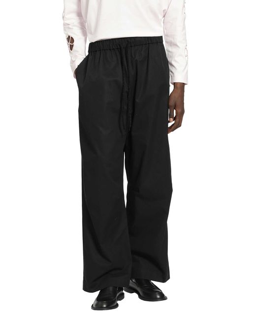 Simone Rocha Black Elasticated Knee Pleat Trousers for men