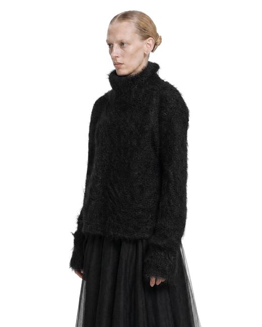Marc Le Bihan Black Fluffy Mohair Turtleneck Sweater