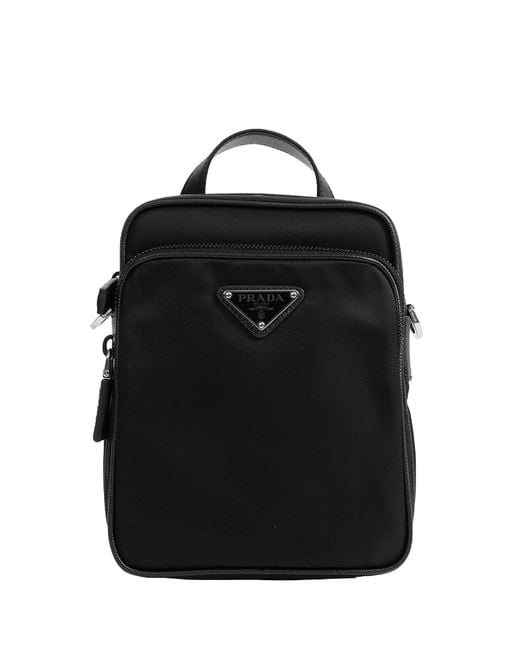 Prada Black Re-Nylon And Saffiano Leather Shoulder Bag for men