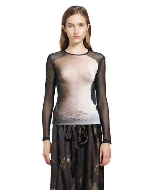 IA London Black Fitted Mesh Top