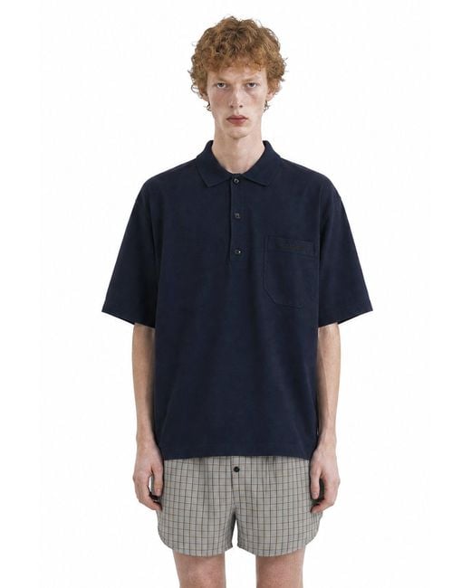 Hed Mayner Blue Embroidered Polo for men