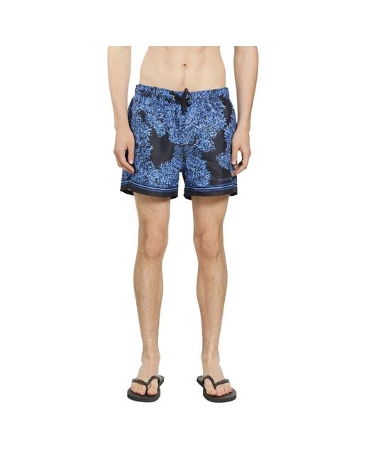 Givenchy Blue Swim Shorts With Pompom Print for men