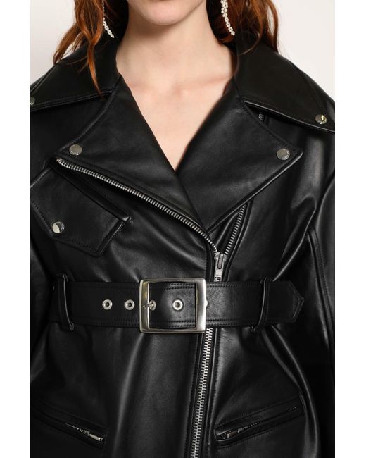 Simone Rocha Black Puff Sleeve Multi Belt Biker Jacket