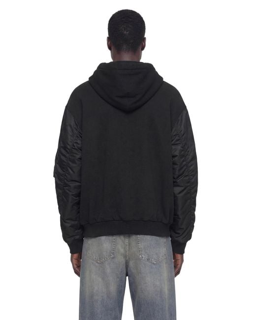 MM6 by Maison Margiela Black Jersey And Nylon Zip-Up Hoodie for men