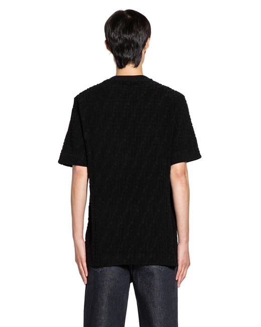Fendi Black Towelling Ff T-Shirt for men