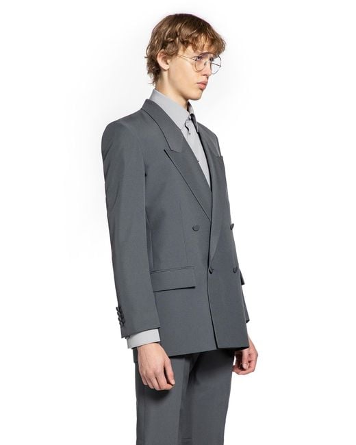 Gucci Gray Double-Breasted Twill Blazer for men