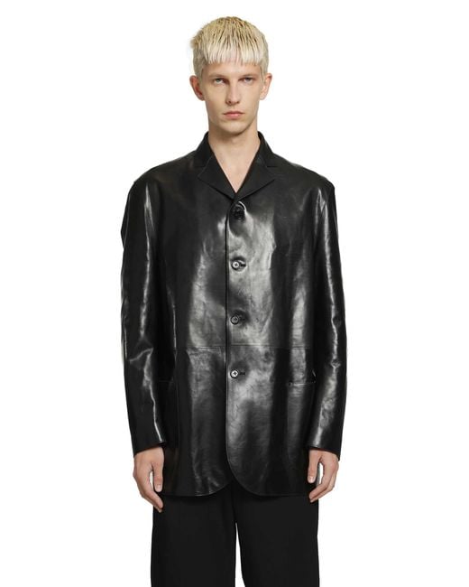 Jil Sander Black Soft Leather Jacket for men