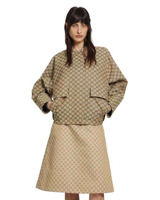 Gucci Natural Gg Canvas Bomber Jacket