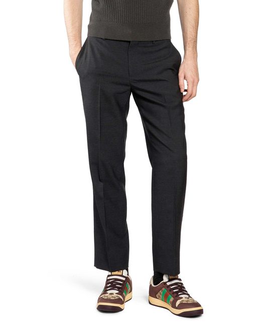 Gucci Black Wool Straight Leg Pants for men