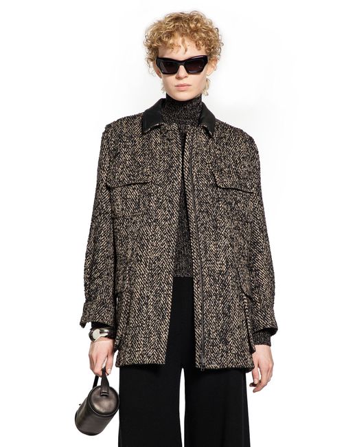 Max Mara Brown Angio Wool Tweed Safari Jacket