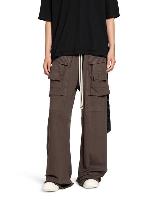 Rick Owens Men's Black Creatch Wide Cargo Pants