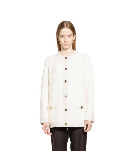 Gucci White Bouclé Lurex Wool Cardigan