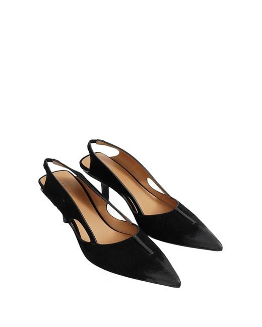Capasa Black Velour Slingback Pumps
