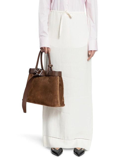 Prada White Embroidered Linen Maxi Skirt