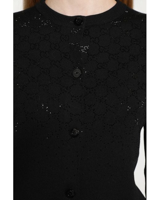 Gucci Black Gradient Gg Crystal Cardigan