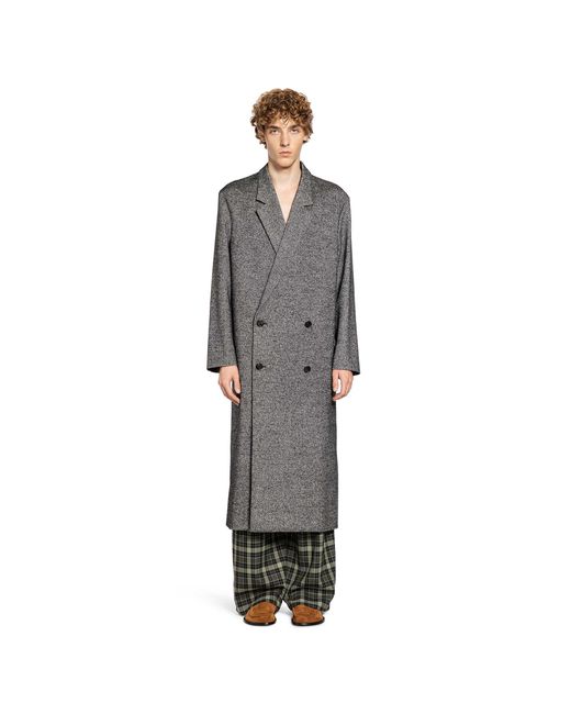 Loewe Gray Wool Blend Double Breasted Coat for men