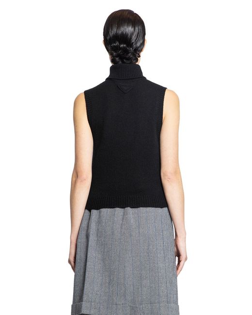 Prada Black Cashmere Turtleneck Vest
