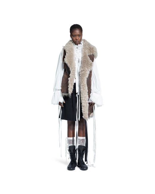 Ann Demeulemeester Black Aleid Asymmetric Shearling Vest
