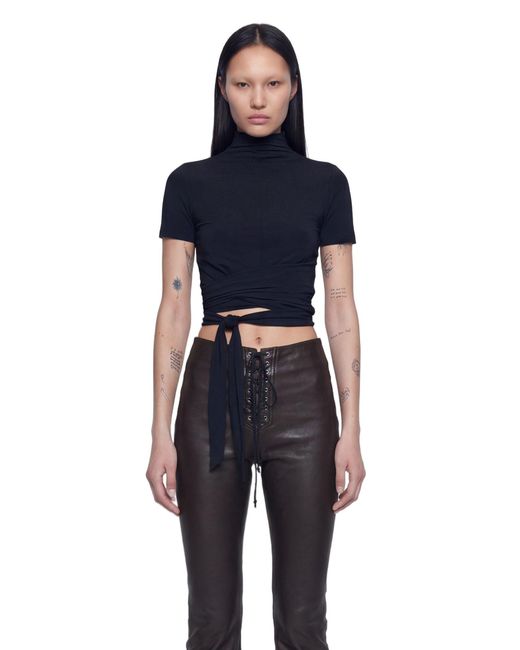 NVL-GARDE Blue Wrap Mock Neck Tee