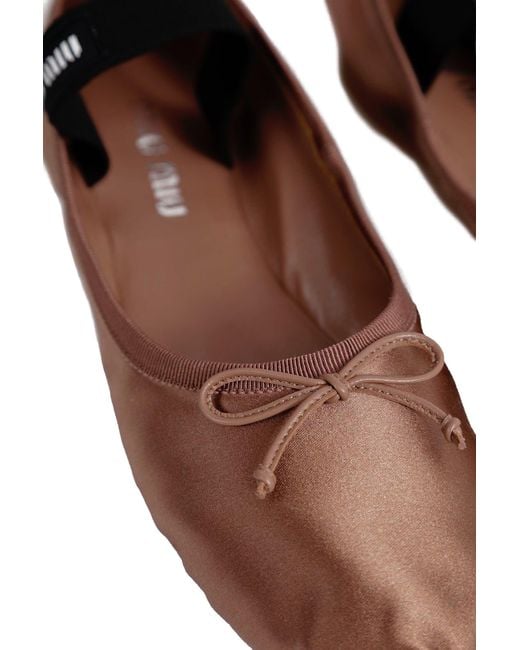 Miu Miu Brown Satin Ballerinas