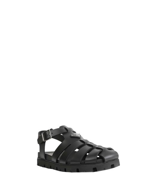 Prada Black Rubber Fisherman Sandals for men