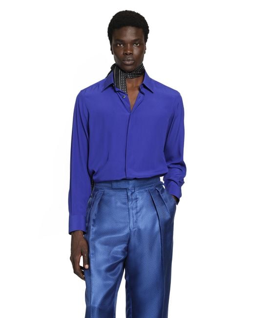 Tom Ford Blue Silk Shirt for men