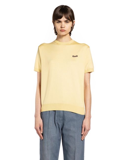 Prada Natural Ribbed Crewneck Knit