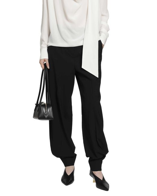 RETORI Black Stretch Wool Barrel Pants