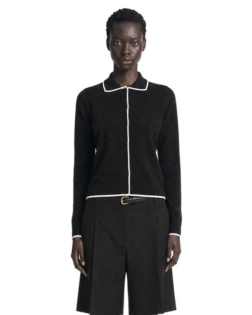 Max Mara Black Wool Silk Yarn Cardigan