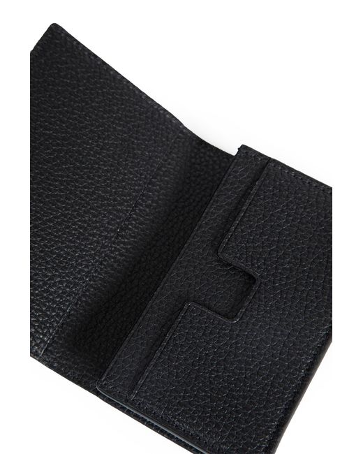 Tom Ford Black Small Grain Leather Folding Cardholder for men