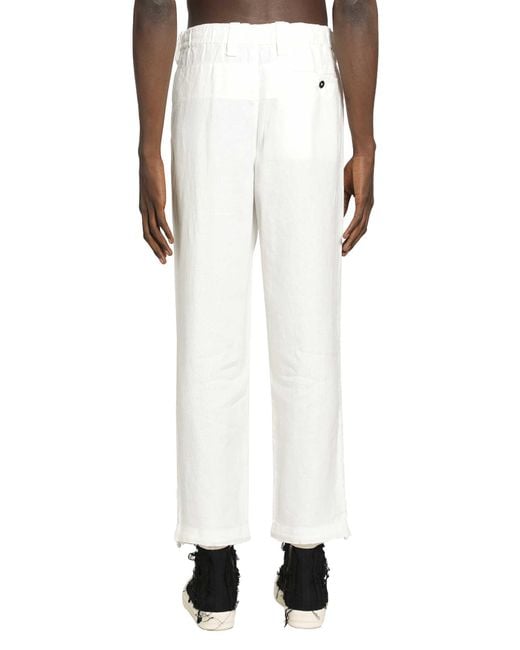 C P Company White Cotton Canvas Cargo Trousers for men
