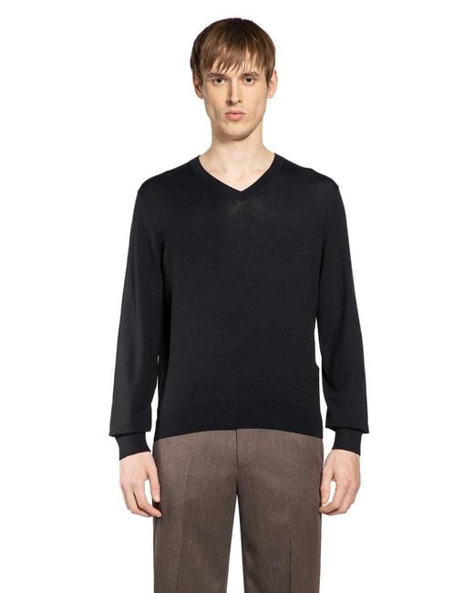 Tom Ford Black Wool V-Neck Sweater for men