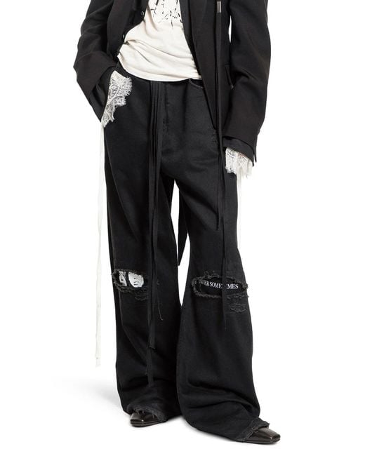 Ann Demeulemeester Black Jeans Polly 5 Tasche Distressed Alta Comodità