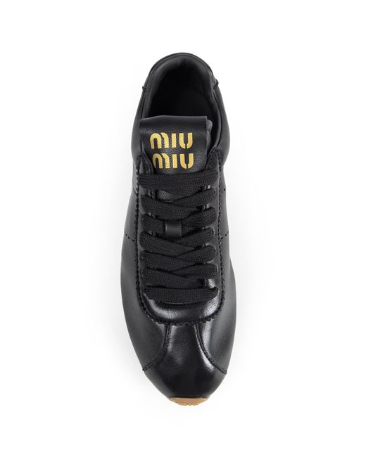 Miu Miu Black Plume Nappa Leather Sneakers