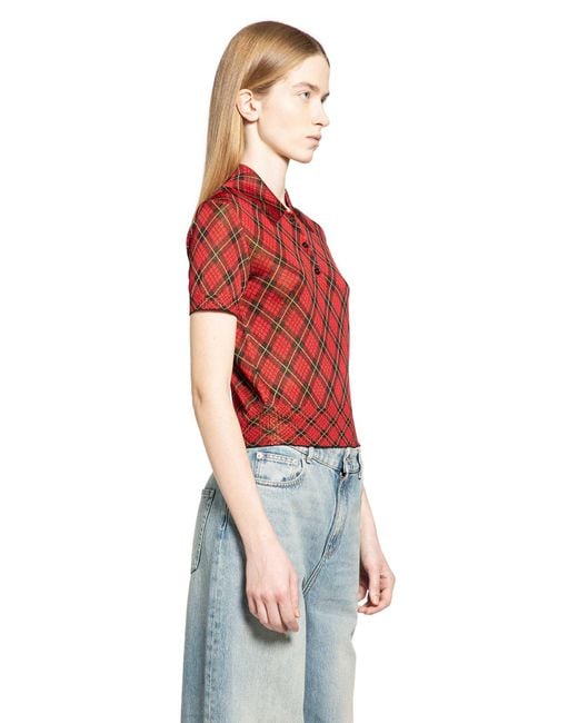 McQueen Red Microcheck Polo Jersey