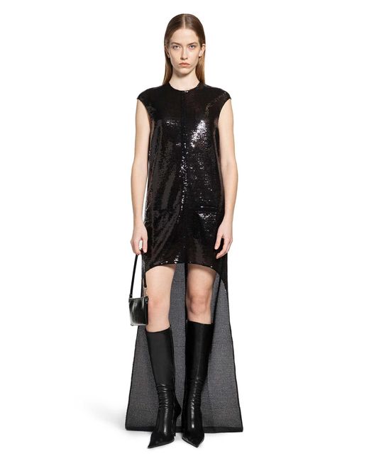 Courreges Black Circle Edged Sequins Long Dress
