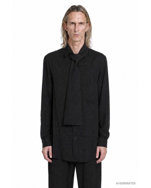 Yohji Yamamoto Black Scarf Collar Blouse for men