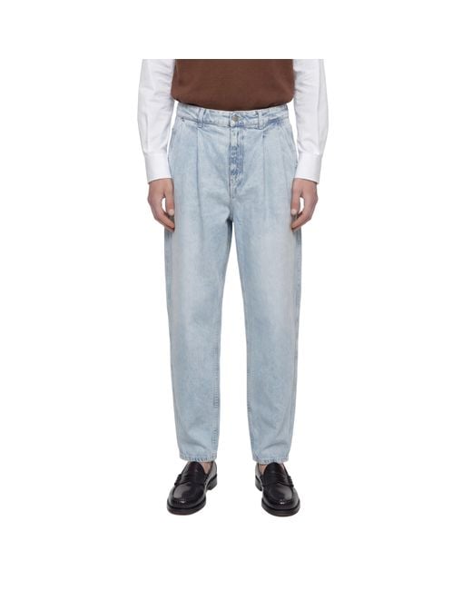 Hed Mayner Blue Pleated Denim Pants for men