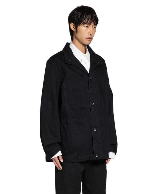 Studio Nicholson Black Giacca Di Jeans Crinckle for men