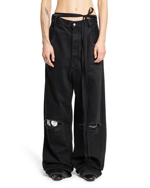 Ann Demeulemeester Black Jeans Polly 5 Tasche Distressed Alta Comodità