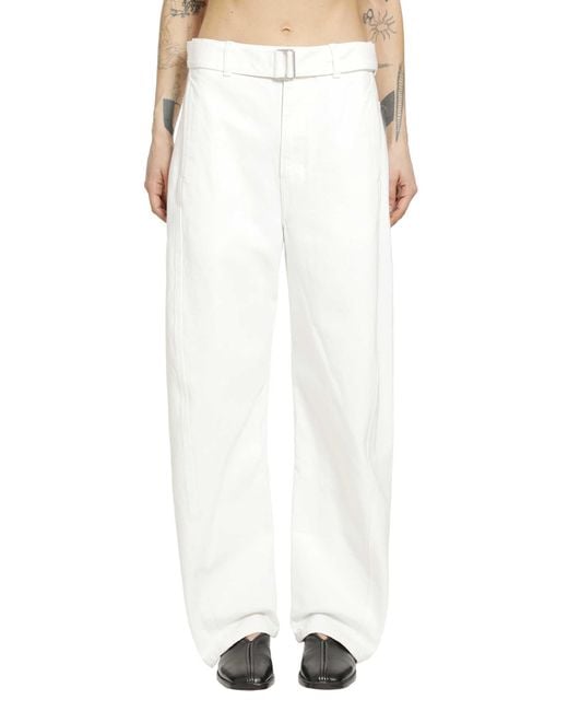 Lemaire White Twisted Belted Pants