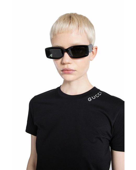 Gucci Black Rectangular Acetate Sunglasses